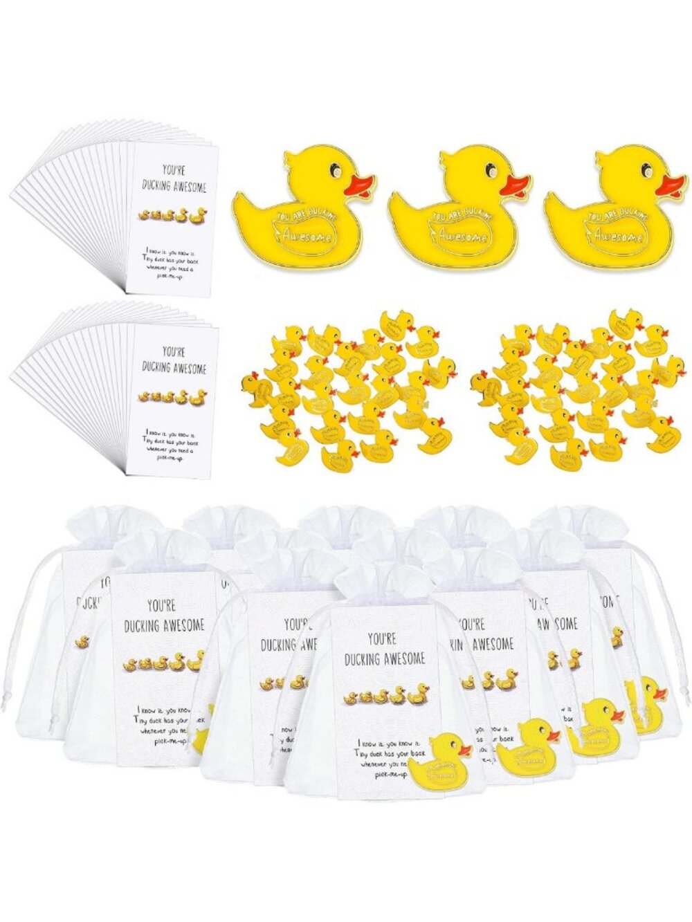 100 Duck Pins Set - Cute Appreciation Gifts, You're Awesome, Yellow Collectibles